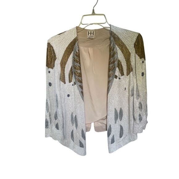 Haute Hippie (Serena Gossip Girl) Beaded Blazer Tan/ Gold XS Evening Jacket - Picture 4 of 16